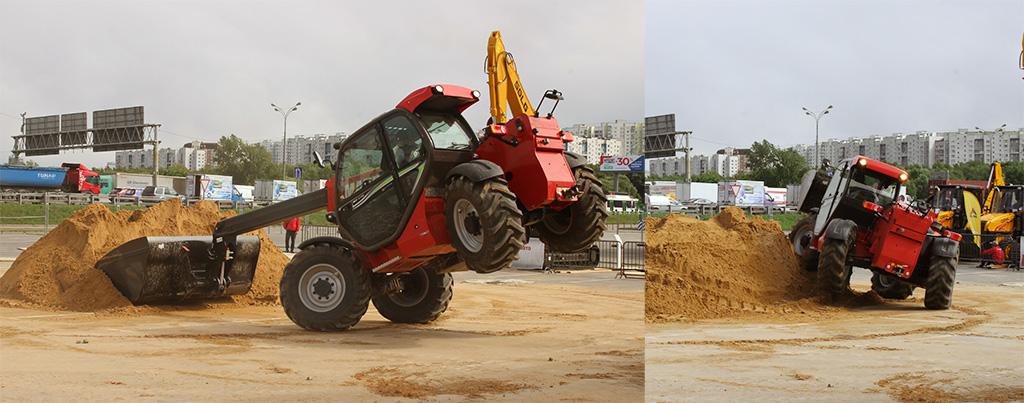 Телескопический погрузчик Manitou MLT-X735 (высота подъема - 6,9 м, г/п - 3,5 т) демонстрирует высокую проходимость
