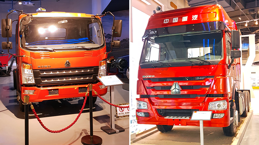В музее Sinotruk представлены разные модели грузовиков HOWO