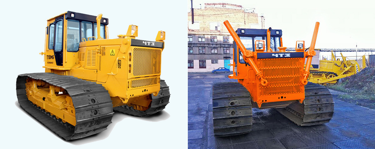 Серийная версия трактора Т10МБ.0121 (слева), арктическая версия модели (справа)