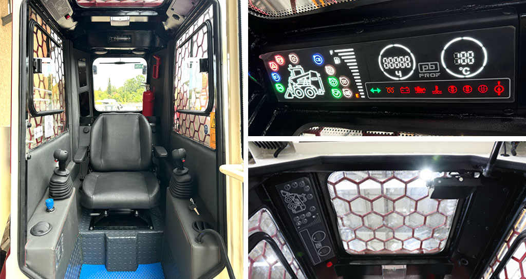 В кабине миниатюрного ПМ-1000 комфортно, а управлять им легко