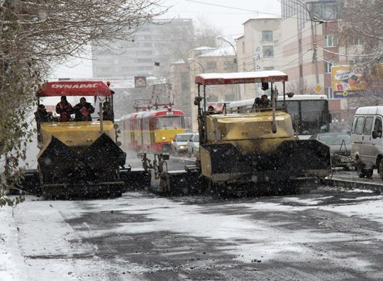 Укладка асфальта зимой