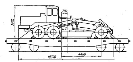 Ремонт автогрейдера - Схема установки автогрейдера ДЗ-98 на железнодорожную платформу