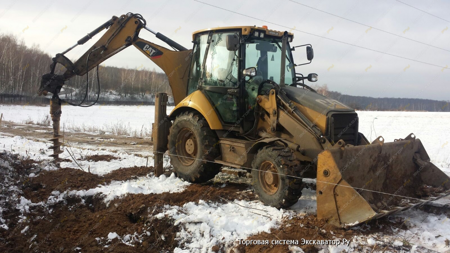 Экскаватор погрузчик ямобур Caterpillar-434 вездеход