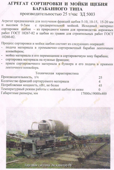 агрегата сортировки и мойки щебня барабанного типа [1]