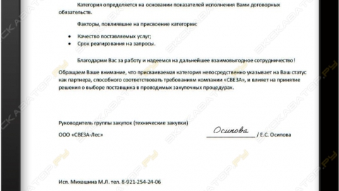 Отзыв от ООО СВЕЗА-Лес